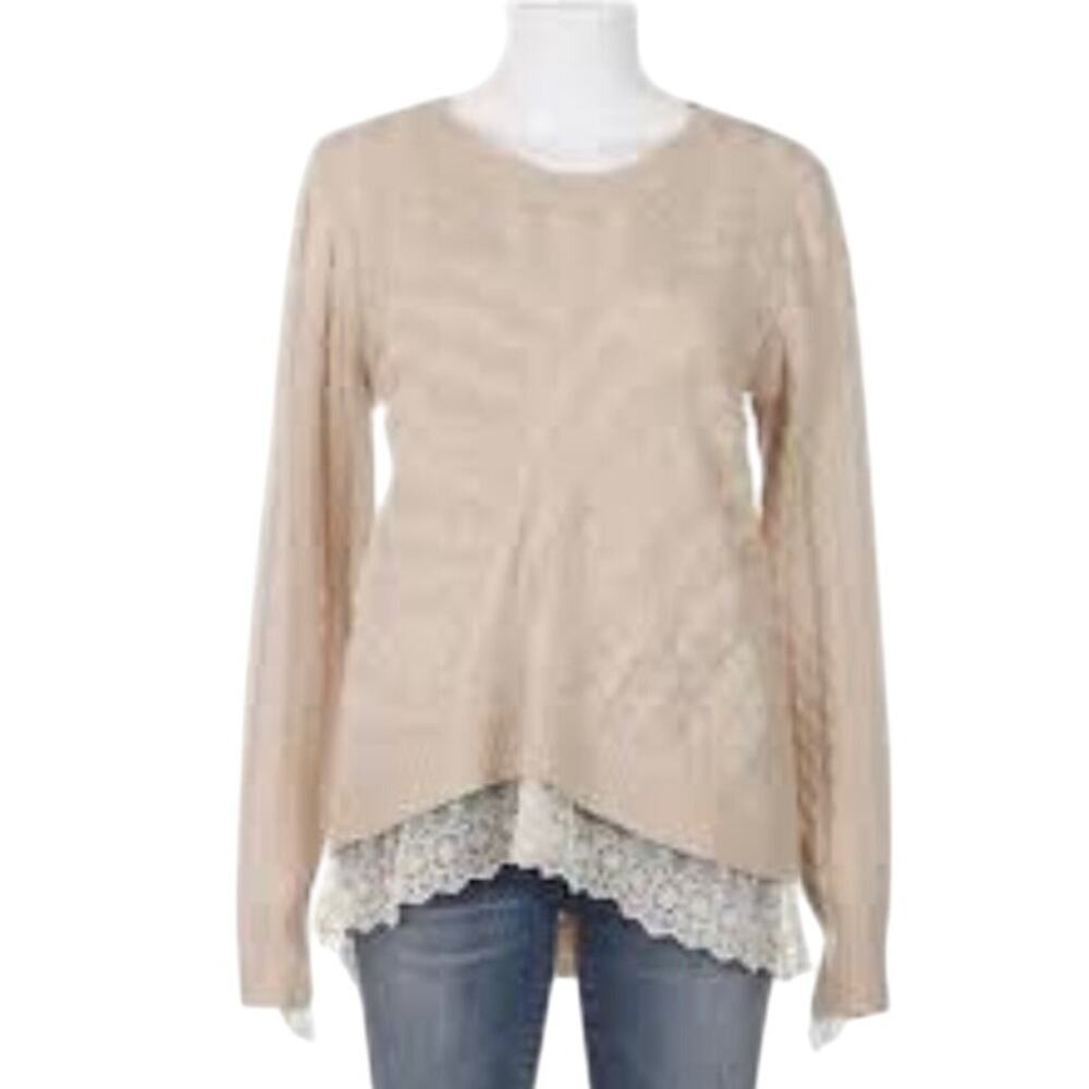 Monteau Cable Knit Sweater w/ Lace Detail Sz Small